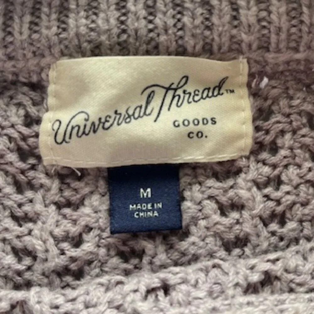 Universal Thread Cropped Taupe/Tan Textured Knit Long Sleeve Sweater Size M - Picture 4 of 5